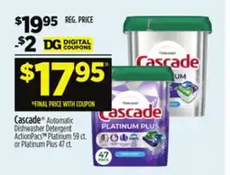 Dollar General Cascade Automatic Dishwasher Detergent offer