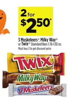 Dollar General 3 Musketeers , Milky Way or Twix Standard Bars offer
