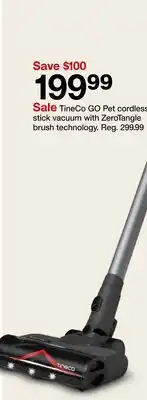Target TineCo GO Pet cordless stick vacuum with ZeroTangle brush technology offer