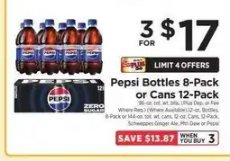 ShopRite Pepsi Bottles 8-Pack or Cans 12-Pack offer