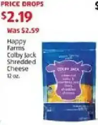 Aldi Happy Farms Colby lack Shredded Cheese offer