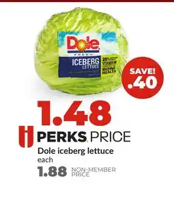 Hy-Vee Dole iceberg lettuce offer