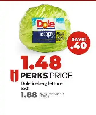Hy-Vee Dole iceberg lettuce offer