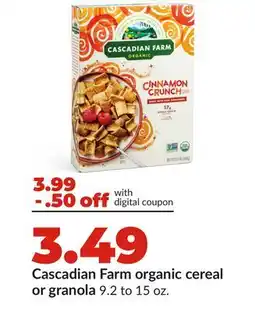 Hy-Vee Cascadian Farm organic cereal or granola offer