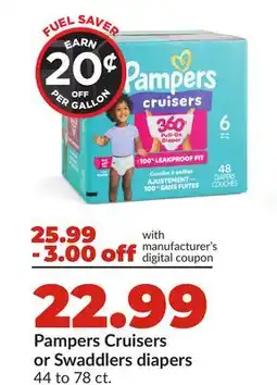 Hy-Vee Pampers Cruisers or Swaddlers diapers offer