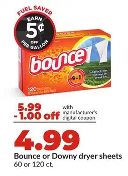Hy-Vee Bounce or Downy dryer sheets offer