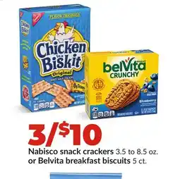 Hy-Vee Nabisco snack crackers 3.5 to 8.5 oz. or Belvita breakfast biscuits 5 ct offer