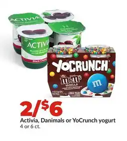 Hy-Vee Activia, Danimals or YoCrunch yogurt offer