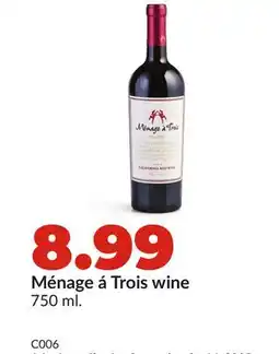 Hy-Vee Ménage á Trois wine offer