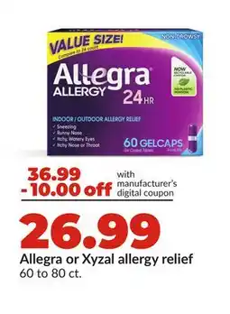 Hy-Vee Allegra or Xyzal allergy relief offer