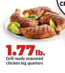 Hy-Vee Grill ready seasoned chicken leg quarters offer