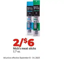 Hy-Vee Nick's meat sticks offer