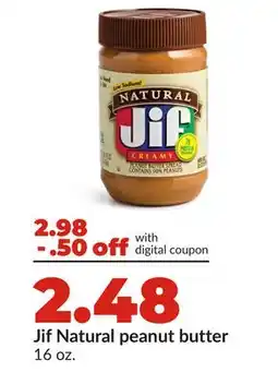 Hy-Vee Jif Natural peanut butter offer