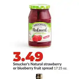 Hy-Vee Smucker's Natural strawberry or blueberry fruit spread offer