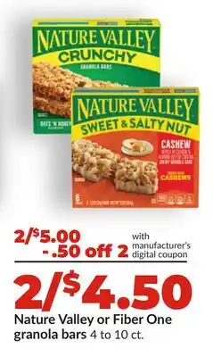 Hy-Vee Nature Valley or Fiber One granola bars offer
