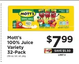 ShopRite Mott's 100% Juice Variety 32-Pack offer