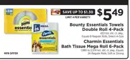 ShopRite Bounty Essentials Towels Double Roll 4-Pack offer