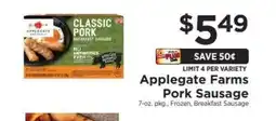 ShopRite Applegate Farms Pork Sausage offer