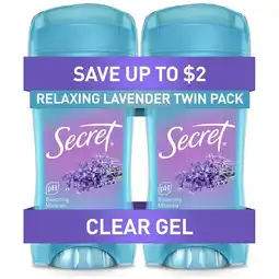 Walgreens Clear Gel Antiperspirant and Deodorant for Women Relaxing Lavender offer
