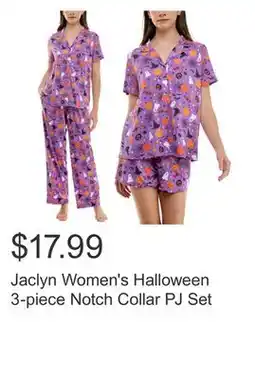Costco Jaclyn Women's Halloween 3-piece Notch Collar PJ Set offer