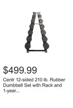 Costco Centr 12-sided 210 lb. Rubber Dumbbell Set with Rack and 1-year Centr Membership offer