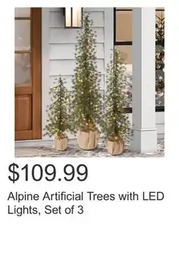 Costco Alpine Artificial Trees with LED Lights, Set of 3 offer