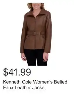 Costco Kenneth Cole Women's Belted Faux Leather Jacket offer