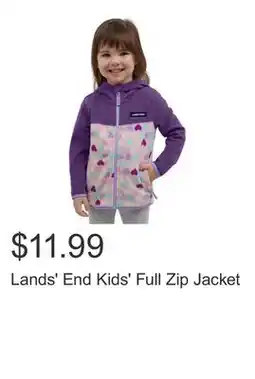 Costco Lands' End Kids' Full Zip Jacket offer