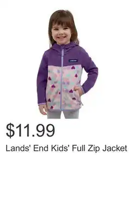 Costco Lands' End Kids' Full Zip Jacket offer