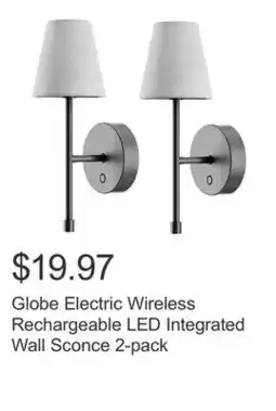 Costco Globe Electric Wireless Rechargeable LED Integrated Wall Sconce 2-pack offer
