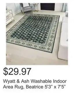 Costco Wyatt & Ash Washable Indoor Area Rug, Beatrice 5'3 x 7'5 offer