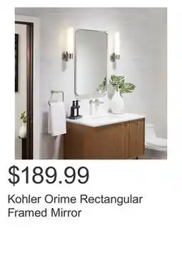 Costco Kohler Orime Rectangular Framed Mirror offer