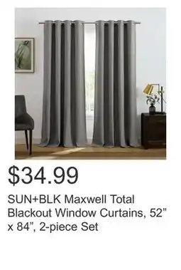 Costco SUN+BLK Maxwell Total Blackout Window Curtains, 52 x 84, 2-piece Set offer