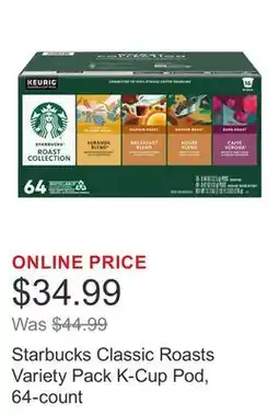 Costco Starbucks Classic Roasts Variety Pack K-Cup Pod, 64-count offer