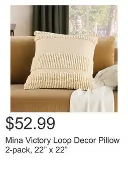 Costco Mina Victory Loop Decor Pillow 2-pack, 22 x 22 offer