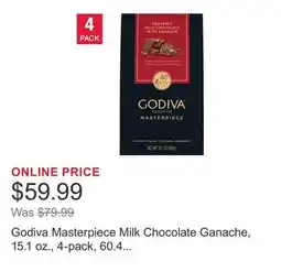 Costco Godiva Masterpiece Milk Chocolate Ganache, 15.1 oz., 4-pack, 60.4 oz. Total offer