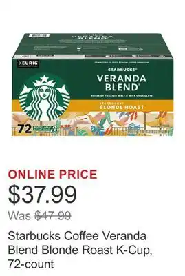 Costco Starbucks Coffee Veranda Blend Blonde Roast K-Cup, 72-count offer