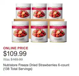 Costco Nutristore Freeze Dried Strawberries 6-count (138 Total Servings) offer