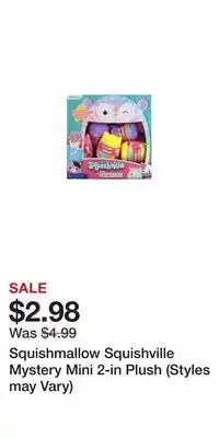 Game Stop Squishmallow Squishville Mystery Mini 2-in Plush (Styles may Vary) offer