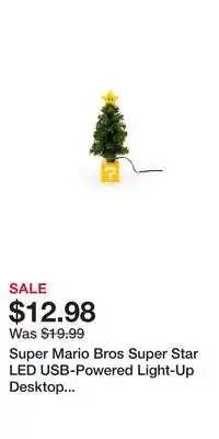 Game Stop Super Mario Bros Super Star LED USB-Powered Light-Up Desktop Holiday Tree offer