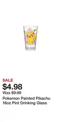Game Stop Pokemon Painted Pikachu 16oz Pint Drinking Glass offer