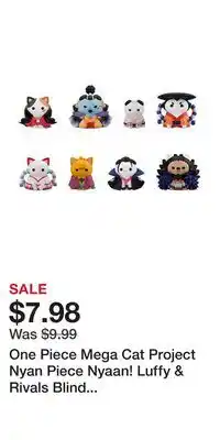 Game Stop One Piece Mega Cat Project Nyan Piece Nyaan! Luffy & Rivals Blind Box 1.18-in Blind Box Figure offer