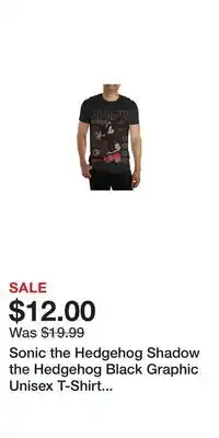 Game Stop Sonic the Hedgehog Shadow the Hedgehog Black Graphic Unisex T-Shirt GameStop Exclusive offer