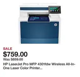 Office Depot HP LaserJet Pro MFP 4301fdw Wireless All-In-One Laser Color Printer (4RA82F) offer