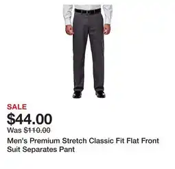 Belk Men's Premium Stretch Classic Fit Flat Front Suit Separates Pant offer