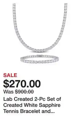 Belk Lab Created 2-Pc Set of Created White Sapphire Tennis Bracelet and Necklace in Sterling Silver offer