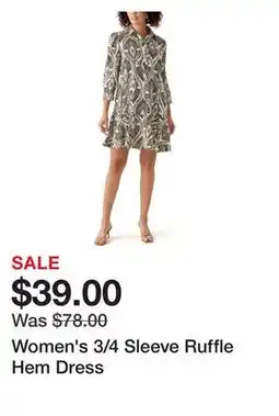 Belk Women's 3/4 Sleeve Ruffle Hem Dress offer
