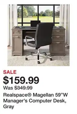 Office Depot Realspace Magellan 59W Manager's Computer Desk, Gray offer