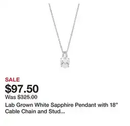 Belk Lab Grown White Sapphire Pendant with 18 Cable Chain and Stud Earrings Set in Sterling Silver offer