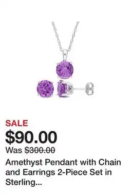 Belk Amethyst Pendant with Chain and Earrings 2-Piece Set in Sterling Silver offer